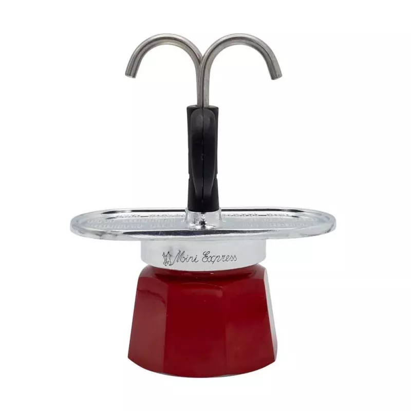 Bialetti Mini Express Magritte cafetera moka roja, plateada