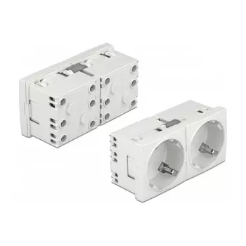 Toma de corriente CEE 7/3 DELOCK Easy 45 — 250 V, 16 A, 4000 W, blanca, ABS/PC, 90×45×40 mm