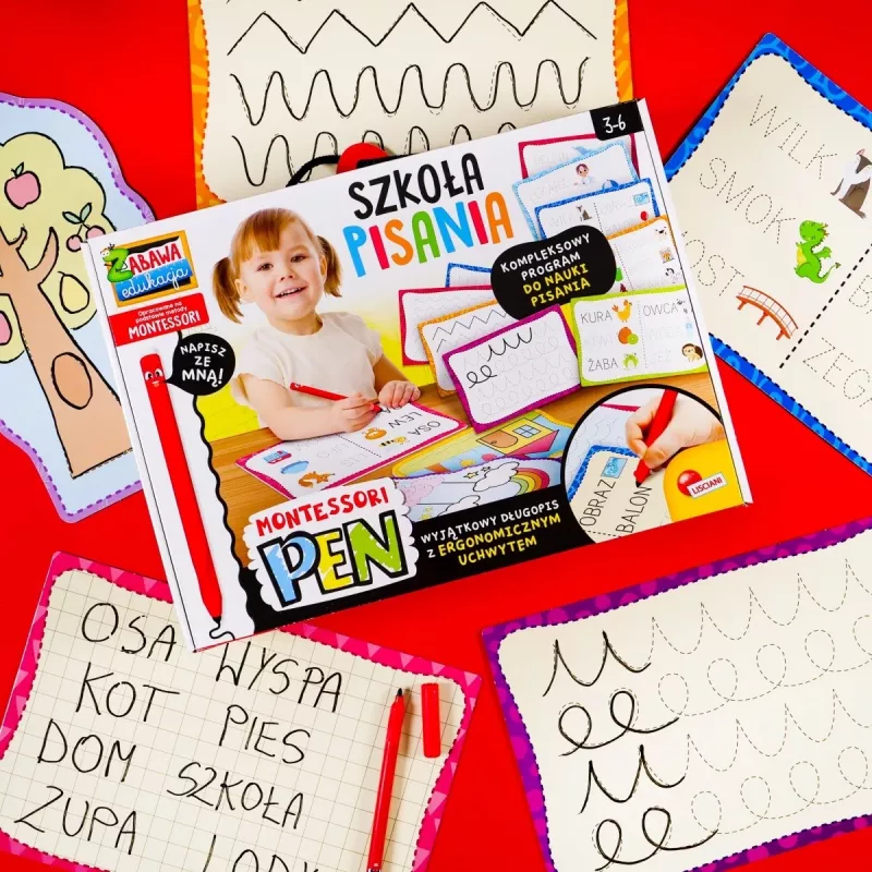 Set de aprendizaje Montessori de escritura con lápiz y 18 tableros