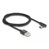 Cable USB 2.0, conector macho USB-A > conector macho USB-C (negro, 1 metro, recubierto, acodado 90°)