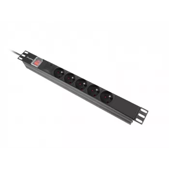 Lanberg PDU-05E-0200-IEC-BK unidad de distribución de corriente (PDU) 5 salidas AC 1U Negra