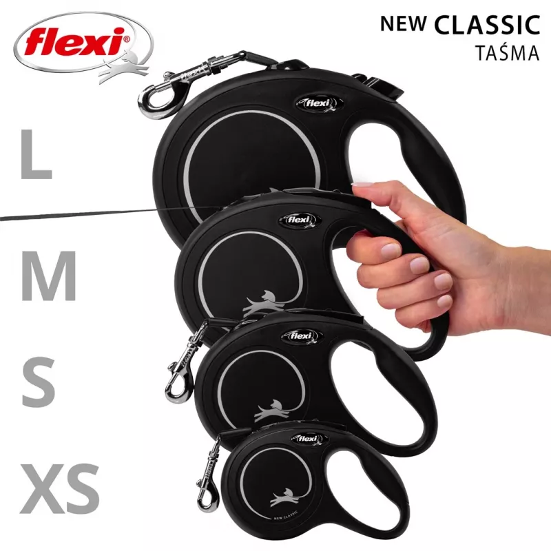 Flexi New CLASSIC 5 m negro Correa retráctil para perros