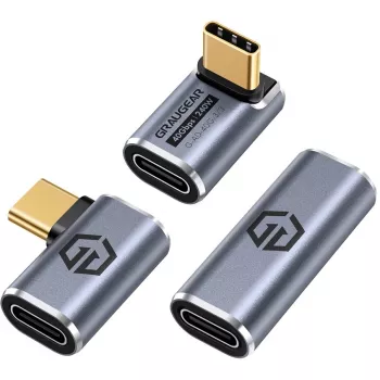 Adaptador USB-C GrauGear G-AD-40G-3 — 40 Gbit/s, Aluminio, pack de 3