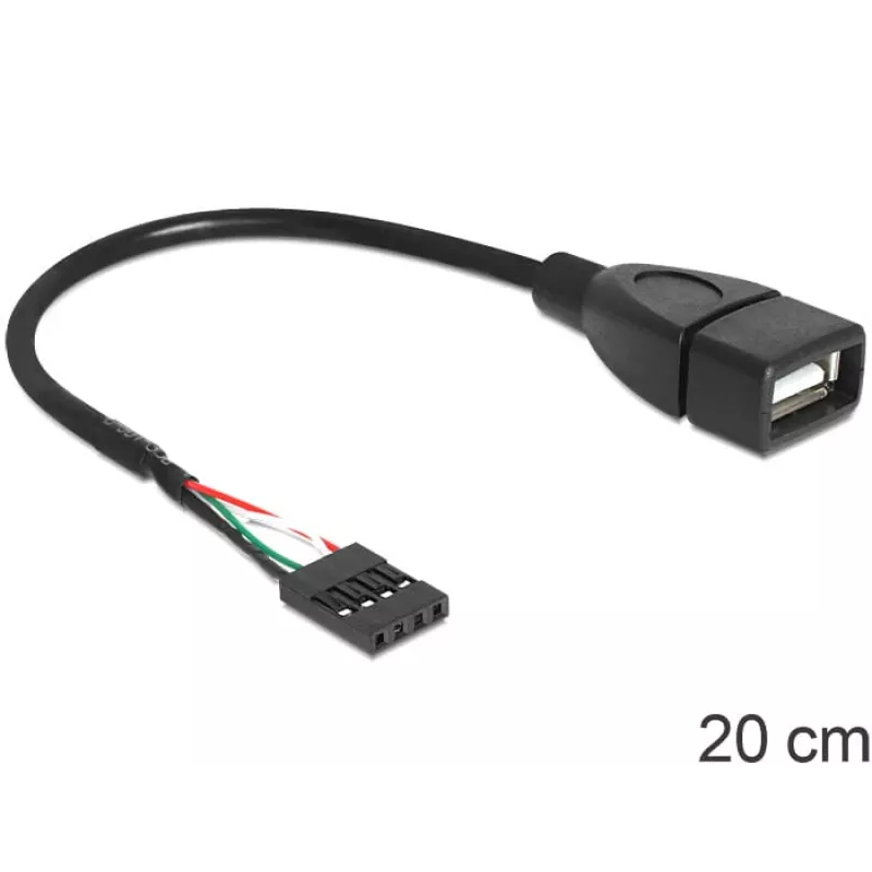 Cable Delock conector hembra de pines USB > conector hembra USB 2.0 Type-A 20 cm (83291)