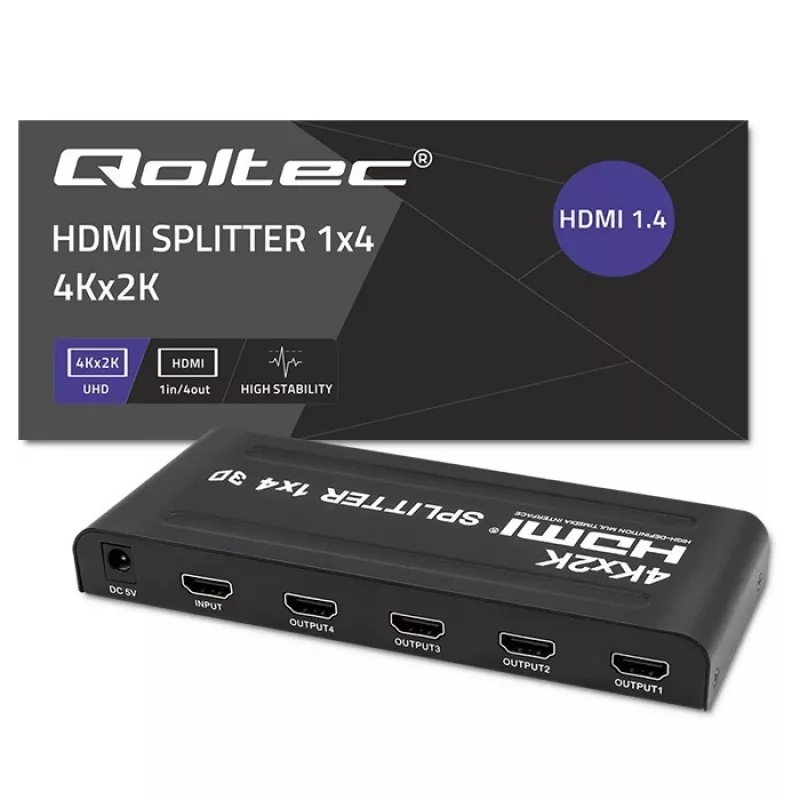 Qoltec 51798 Splitter HDMI activo 4 x HDMI 4K x 2K | 3.4Gb/s