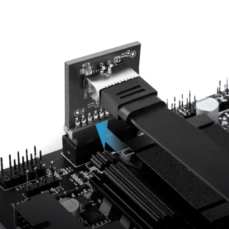 GrauGear adaptador interno de USB 3.0 de 19 pines a USB 3.1 Type-E de 20 pines Key A, 90 grados