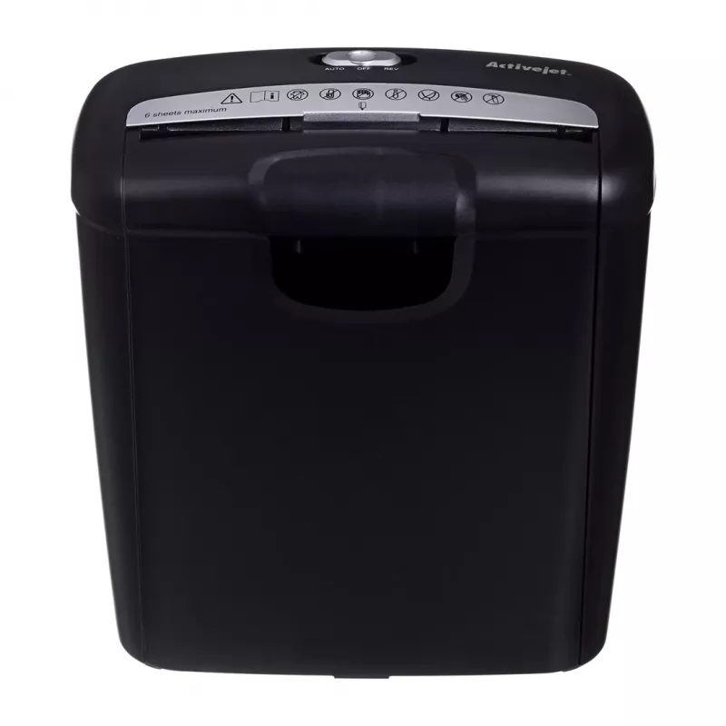 Destructora de papel Activejet ASH-0601S, P-2, 10 l, corte en tiras de 6 mm, 6 hojas, negro.