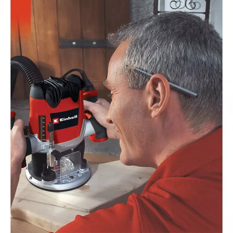 Fresadora Einhell TE-RO 1255 E - 1200 W - Ø 6 y 8 mm - regulación de velocidad - tope paralelo - adaptador de aspiración - incl. accesorios