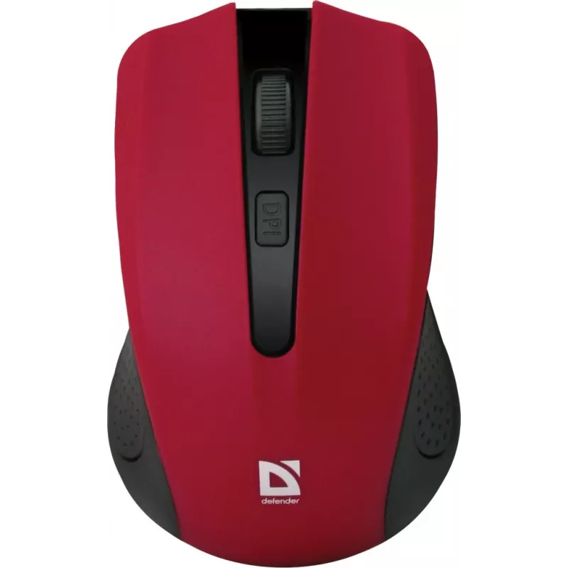 Ratón óptico inalámbrico DEFENDER MM-935 RF — ambidiestro, 1600 DPI, rojo, receptor RF USB, pilas AAA