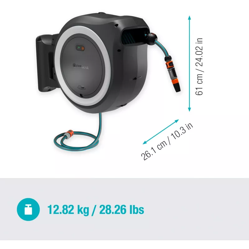 Gardena PowerRoll XXL 18V P4A Solo caja para manguera de pared con batería, 40 m