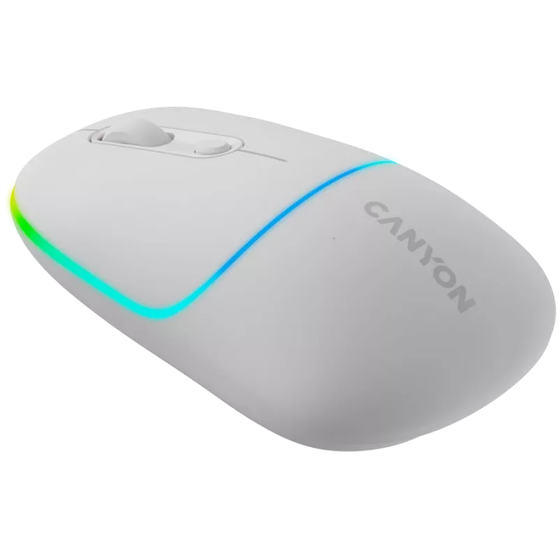 Ratón Canyon MW-22 CNS-CMSW22SW – 2 en 1 Bluetooth/2,4 GHz – óptico – 800/1200/1600 DPI – 4 botones – iluminación RGB – recargable – blanco nieve