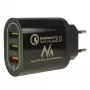 Cargador de pared USB MACLEAN MCE479B — 3 puertos USB, 18W de potencia total, compacto