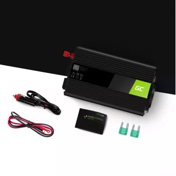 Inversor verde Cell INV03DE, 12V a 230V, 500 W, 50 Hz, salida 30 A, negro