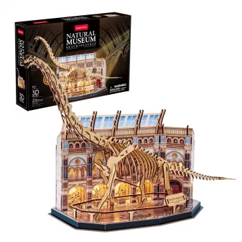 Puzle 3D LED Dante CubicFun NatMus Brachiosaurus 05447 – modelo de montaje educativo con luz LED