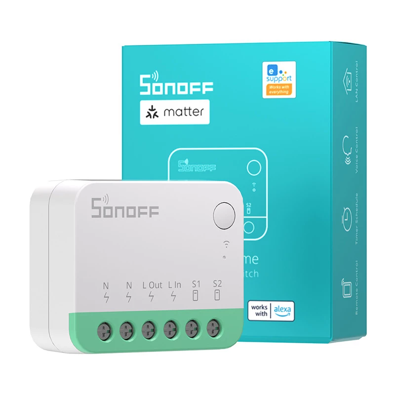 Sonoff MINIR4M Matter mini interruptor inteligente WiFi (HomeKit, SmartThings, Home Assistant).