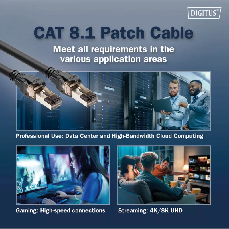 Digitus DK-1843-005 CAT 8.1 S/FTP cable de conexión 0,5 m, negro