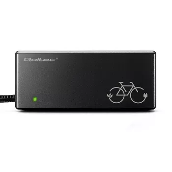 Cargador para e-bike QOLTEC 36V–42V 2A con conector macho GX12 de 3 pines