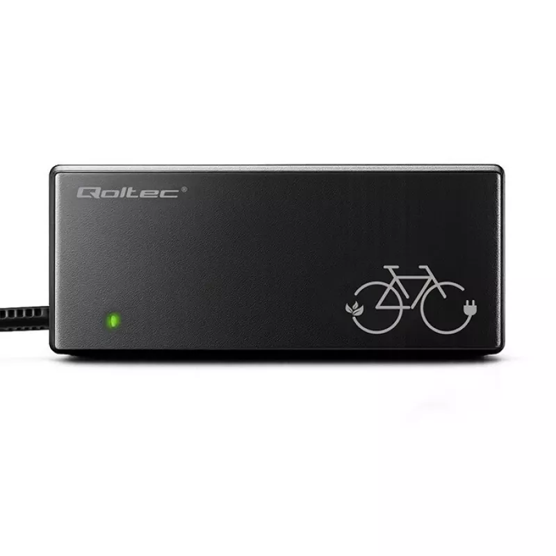 Cargador para e-bike QOLTEC 36V–42V 2A con conector macho GX12 de 3 pines