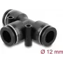 Conector neumático en T DELOCK de 12 mm, rosca hembra, cuerpo de metal/plástico, 58 mm, dos orificios de fijación