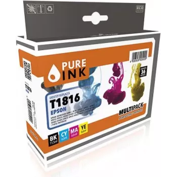 Pure Ink 170745990008 cartucho de tinta 4 uds. compatible alto rendimiento (XL) negro - cian - magenta - amarillo (EPST1816MP4)