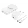 Cargador de interior Belkin UltraCharge 25W Qi2 Cargador magnético 3 en 1 UE Blanco Cuadrado
