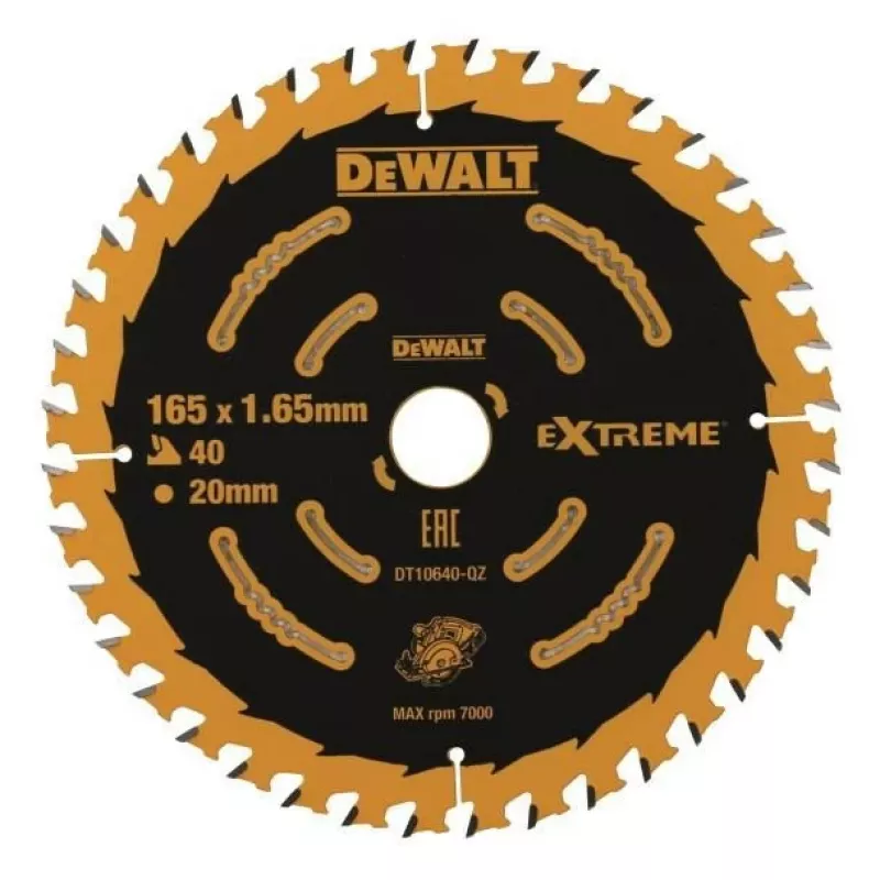 DeWALT DT10640-QZ Extreme hoja de sierra circular, 165 mm, 40 dientes, orificio de 20 mm, para madera