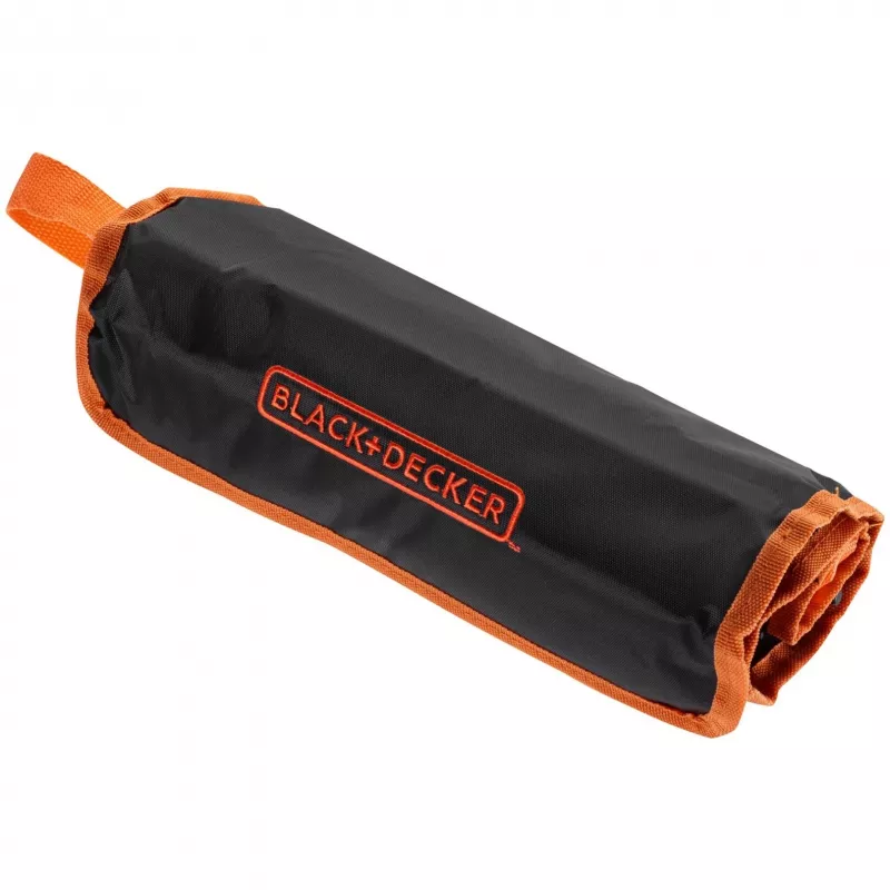 Set de mecánico con bolsa enrollable 76 piezas negro naranja