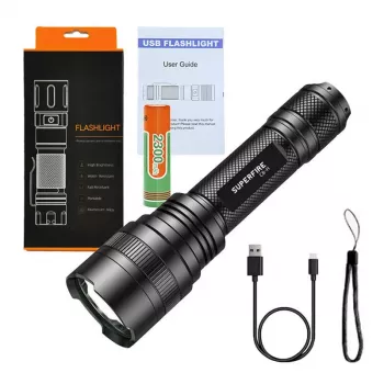 Linterna Supfire C8-H — 1200 lm, recargable por USB, alcance 250 m