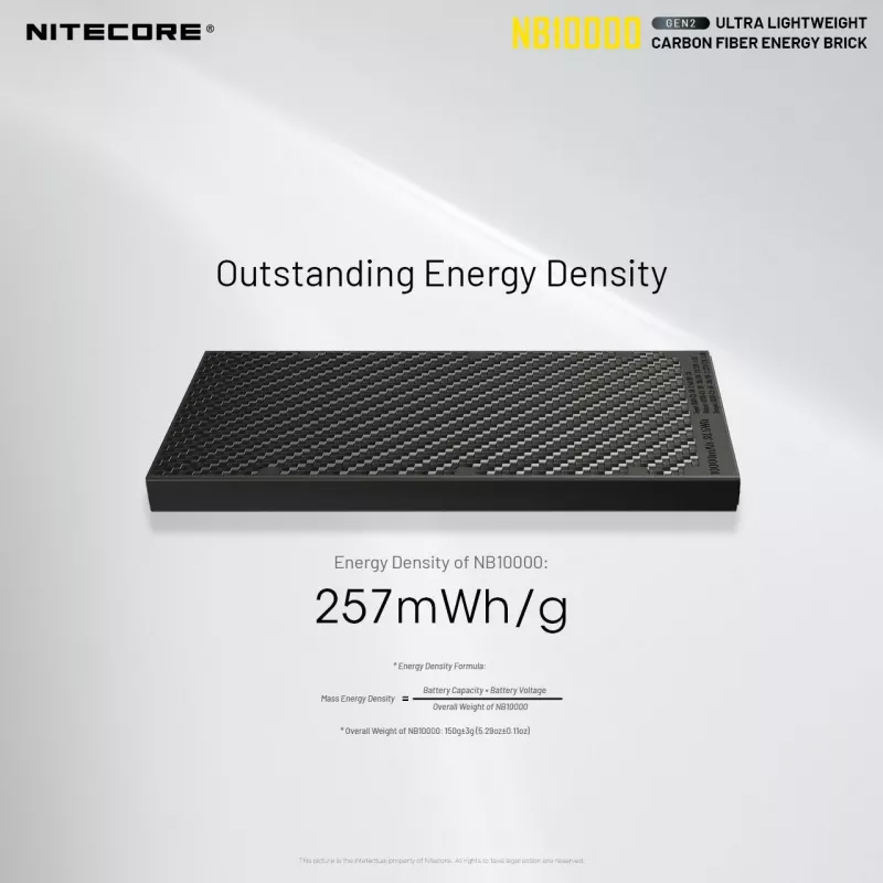 Batería externa portátil Nitecore NB10000 — 10000 mAh, USB‑A + USB‑C, 38 W de salida total, gris