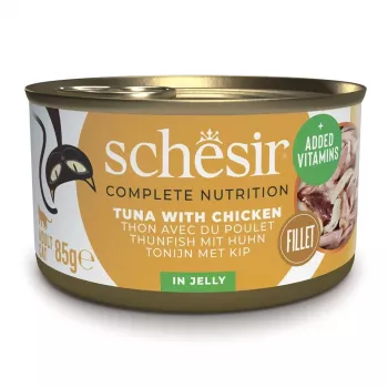 SCHESIR atún con pollo en gelatina - Comida húmeda para gatos - 85 g