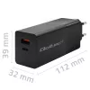 Qoltec 52382 Cargador GaN POWER PRO | 1xUSB Type C | 1xUSB A | 100W | 5-20V | 1.5-5A | PD | negro
