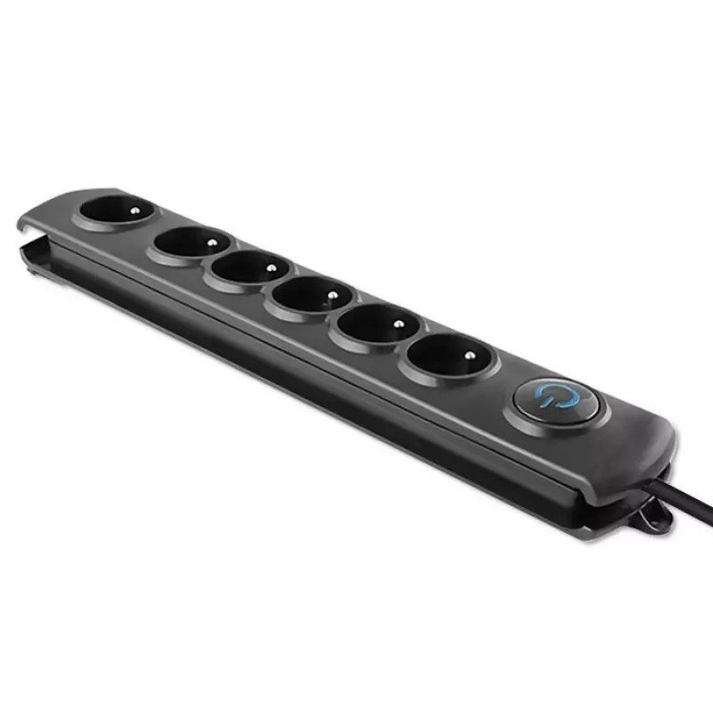 Protector contra sobretensiones Qoltec 50112 negro 6 tomas AC 230V 3m