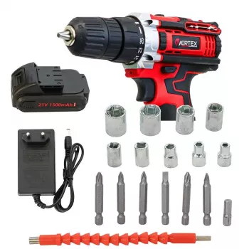 Destornillador VERTEX VWK2130 21V 2x1,5Ah maletín