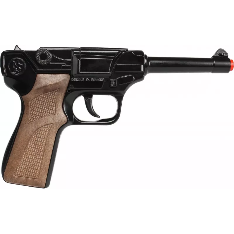 Revólver de policía de juguete de metal Gonher 8 disparos, construcción de metal, modelo 258441