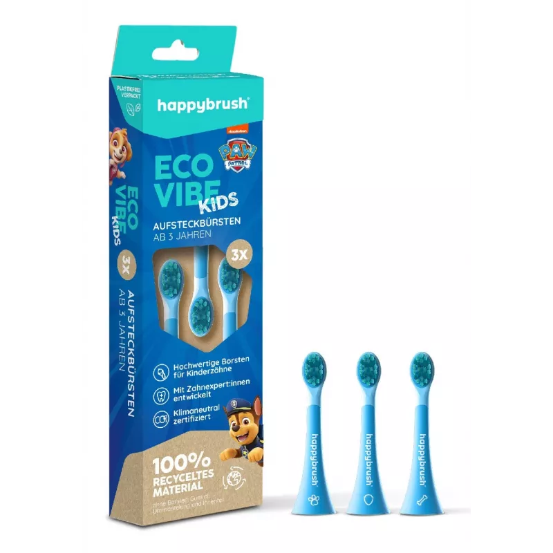 happybrush EcoVibe Kids Paw Patrol cabezales de cepillo de repuesto, azul, 3 uds.
