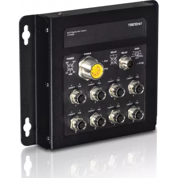 TRENDnet TI-TPG80 - Switch - no gestionado - 8 x 100/1000/10000 + 1 x Shared Gigabit SFP + 1 x SFP - montaje en pared - DC