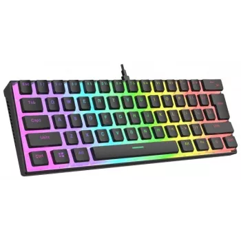 Teclado mecánico RAMPAGE RADIANT K11 RGB rojo negro — con cable, retroiluminación RGB, formato completo