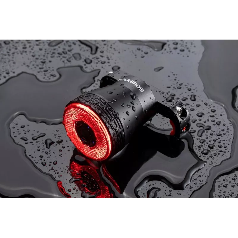 Rockbros Q5 luz trasera negra para bicicletas con sistema STOP inteligente