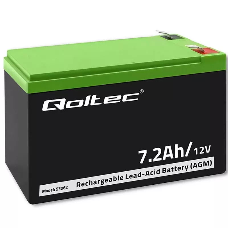 Batería Qoltec 53062 AGM | 12V | 7,2 Ah | máx. 108A