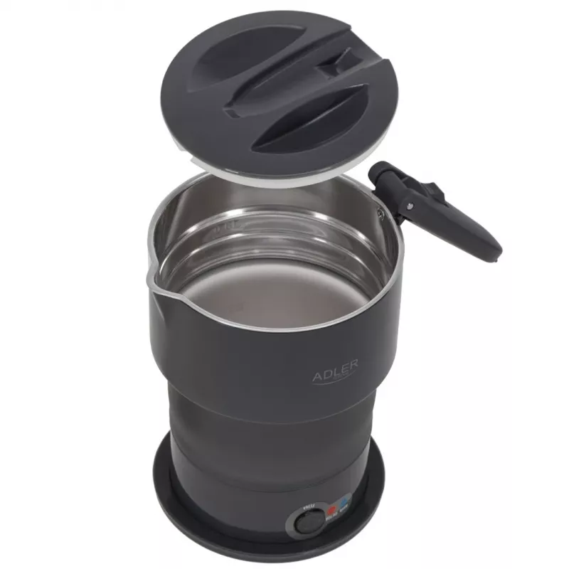 Hervidor de agua eléctrico Adler AD 1377G, capacidad 0,6 L, 600 W, gris, plástico/silicona/acero inoxidable