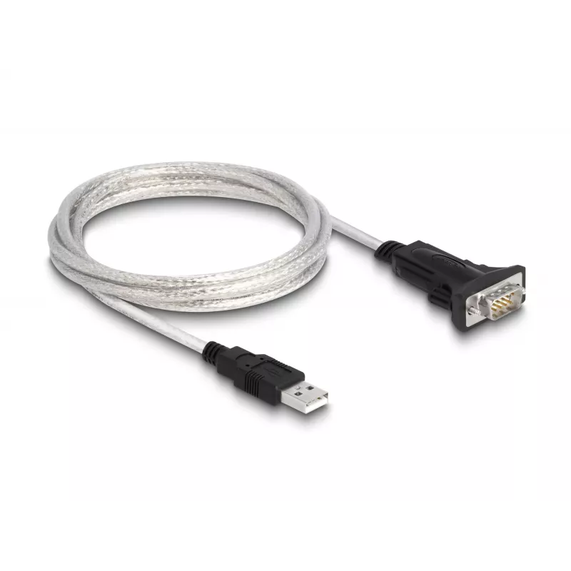 DeLOCK 63465 Adaptador de USB 2.0 Type-A a serie RS-422/485, bloque de terminales de 6 pines, 1,8 m, negro/transparente