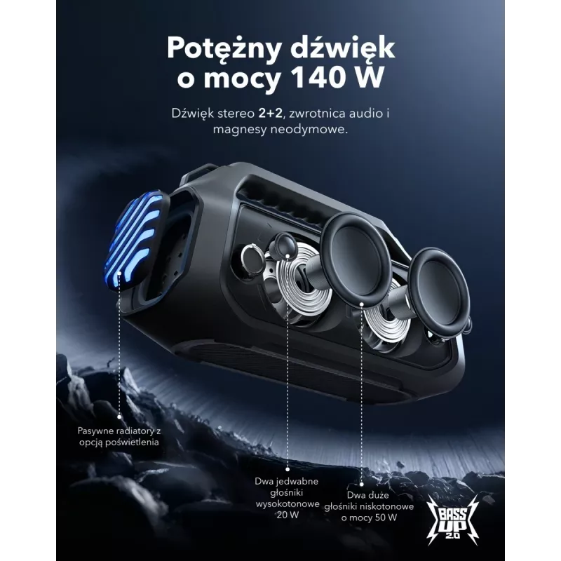Sistema de altavoces portátil 2.1 Anker Soundcore Boom 2 Plus 140 W