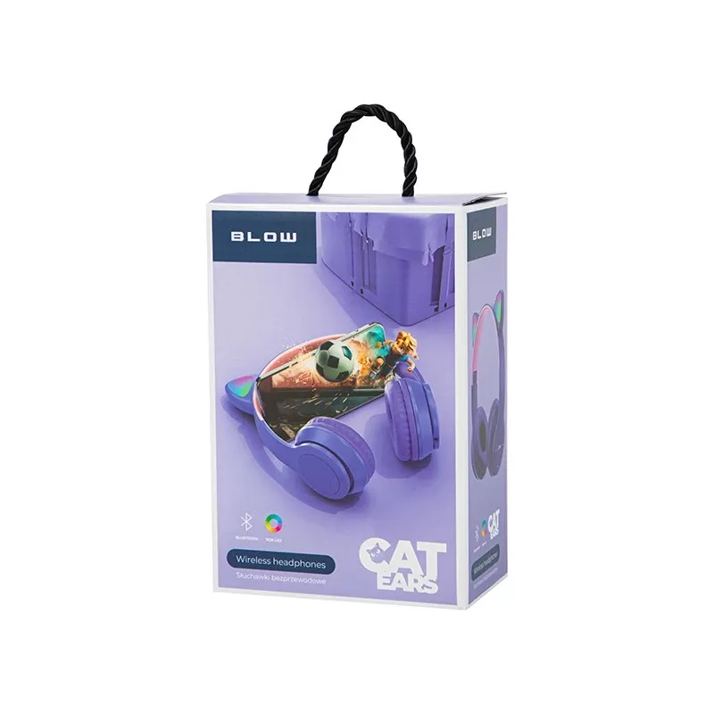 Auriculares inalámbricos Bluetooth 5.0 LED para niños orejas moradas