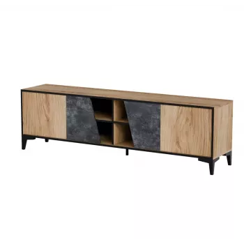 Mueble RTV Cama 4D OVO 180x38xH53 roble/hormigón