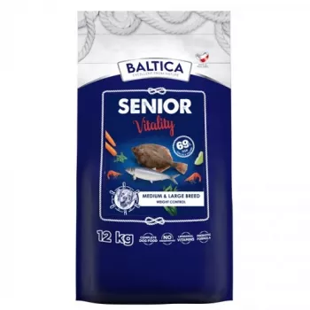 Pienso para perros BALTICA EXCELLENT Senior Vitality M/L 12 kg — pescado, 26 % proteína, 12 % grasa, para perros senior de razas medianas/grandes