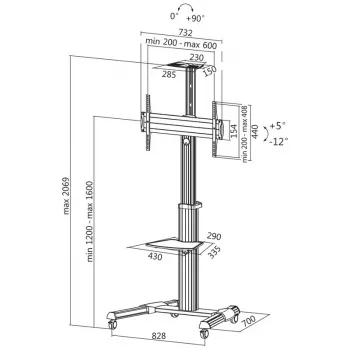 Carro/soporte multimedia LogiLink BP0025 blanco para pantalla plana
