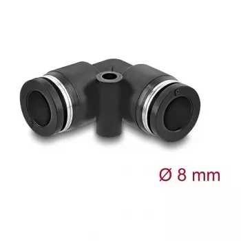 DeLOCK 60746 Conector neumático de 8 mm en ángulo de 90° con orificio de montaje
