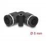 DeLOCK 60746 Conector neumático de 8 mm en ángulo de 90° con orificio de montaje
