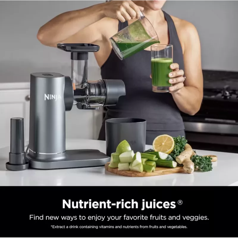 NINJA Cold Press Juicer | Neverclog JC151EU | Tipo exprimidor en frío | gris | 150 W | número de velocidades 1