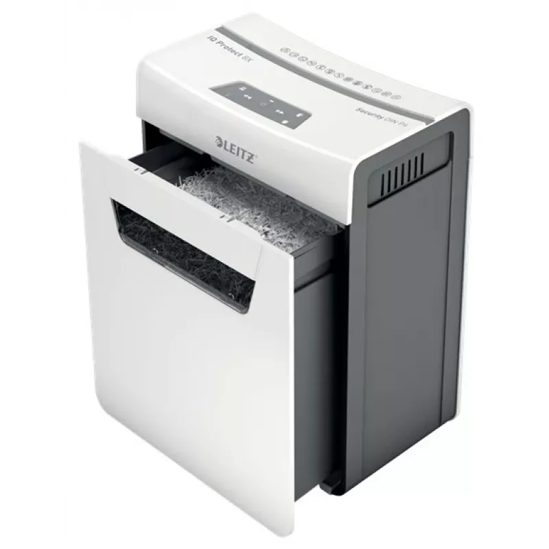 Destructora de documentos Leitz IQ Protect Premium 8X P4, 4 x 40 mm, 14 L, 125 hojas, 55 dB, táctil, 8 hojas